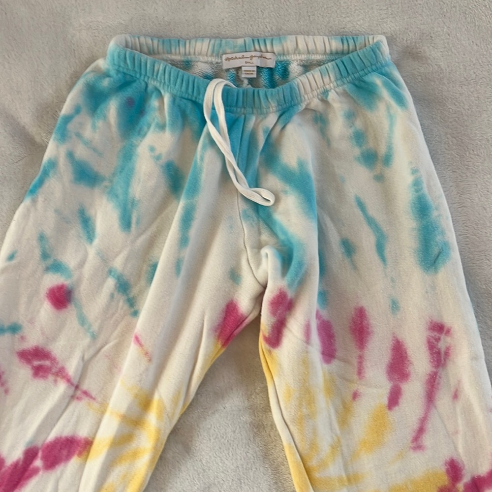 Spiritual Gangster Tie-Dye Sweat Pants - Blue, Pink, Yellow on White
